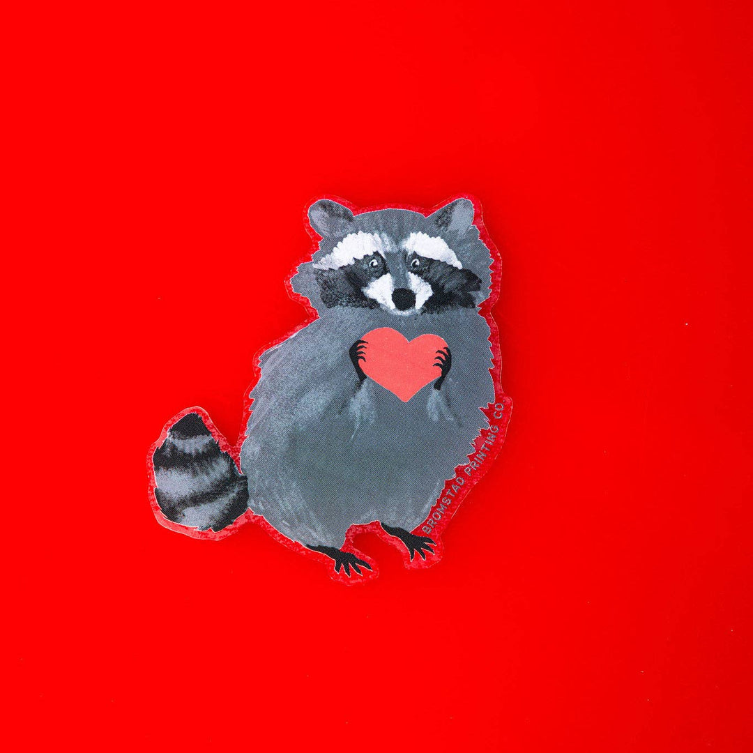 Bromstad Printing : Raccoon Love Clear Sticker