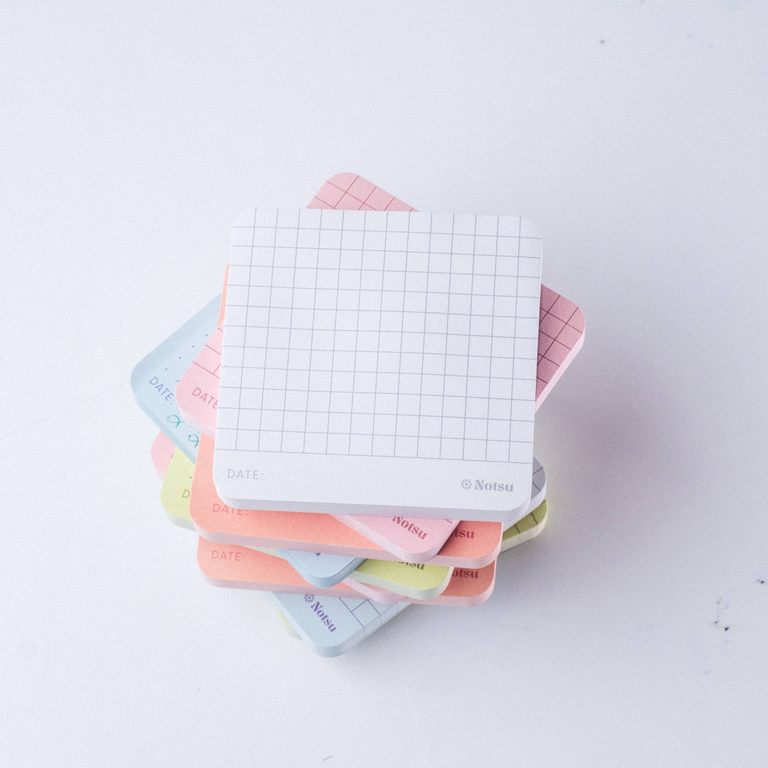 Notsu : Sticky Notes 4pk : White Graph Grid