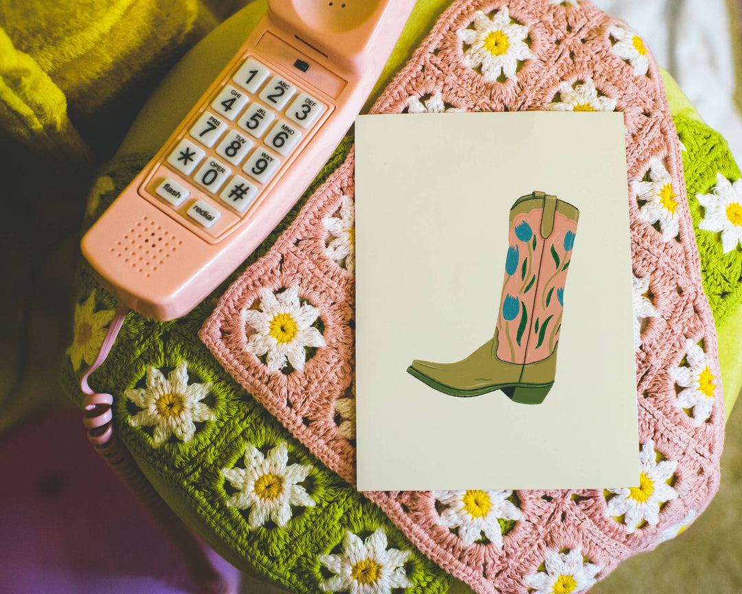 Artbaby : Western Floral Cowboy Boot Art Print