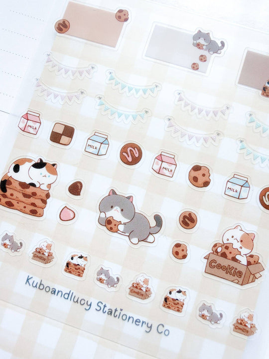 Kuboandlucy Stationery Co | Cookie Cat Clear Sticker Sheet