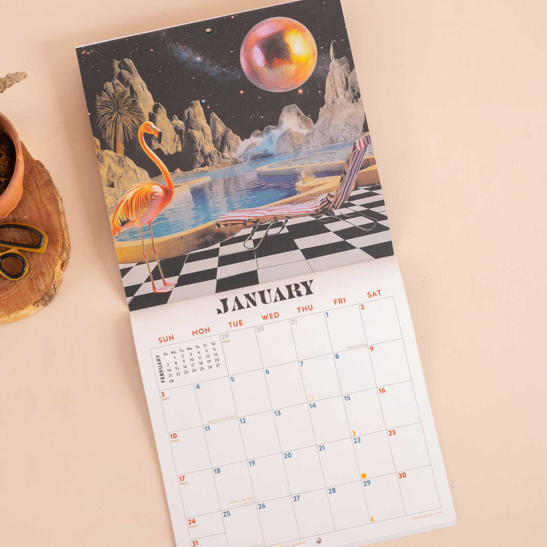 2027 Wall Calendar | Retro Future Spacescapes | Sunday Start