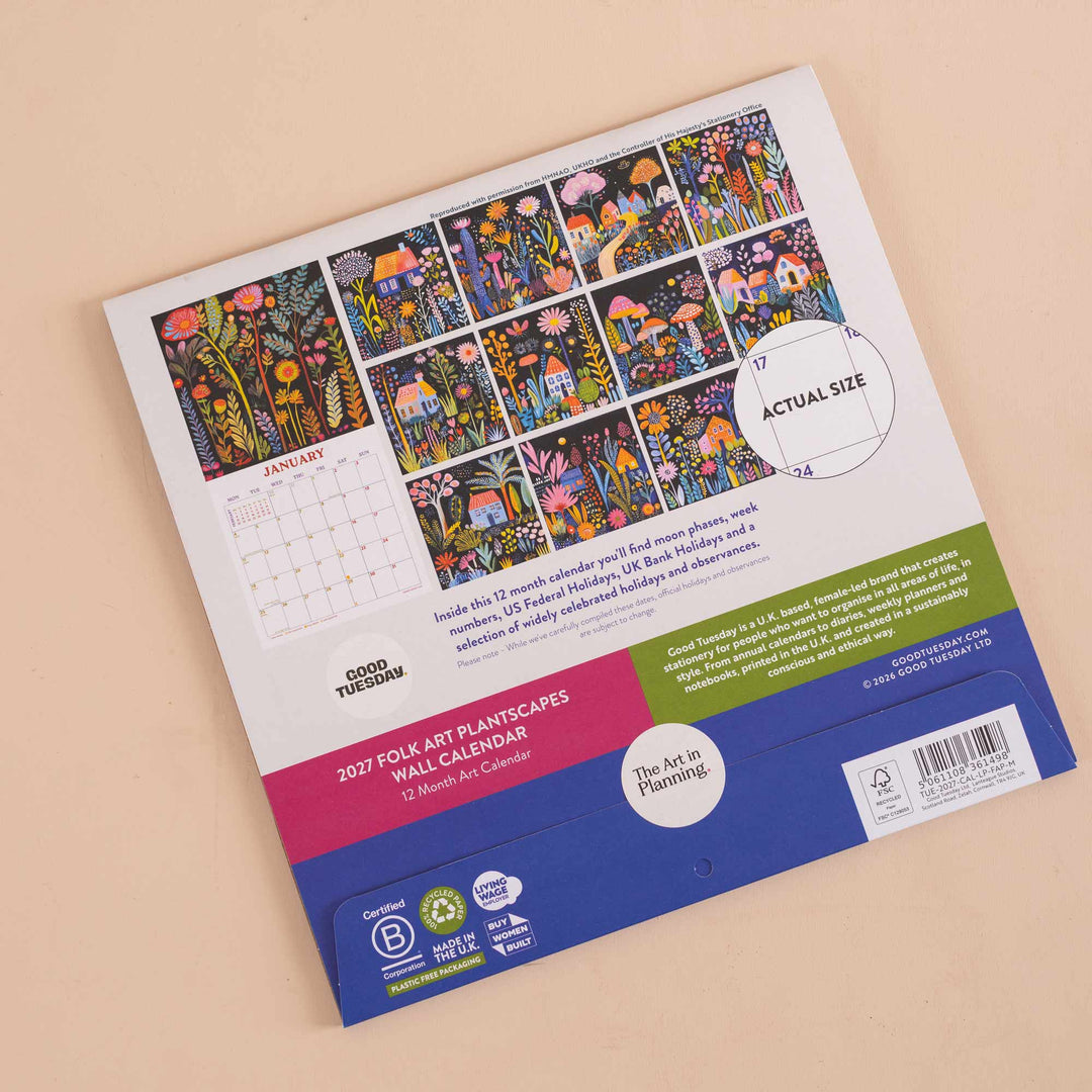 2027 Wall Calendar | Folk Art Plantscapes