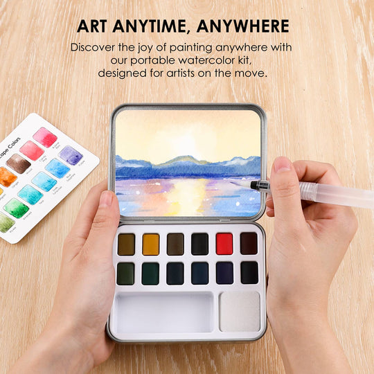 Grabie : Watercolour Pocket Set Of 12 With Brush - Landscape Colours