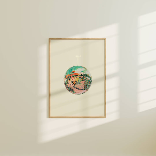 Artbaby : Vintage Discoball/Mirrorball Art Print
