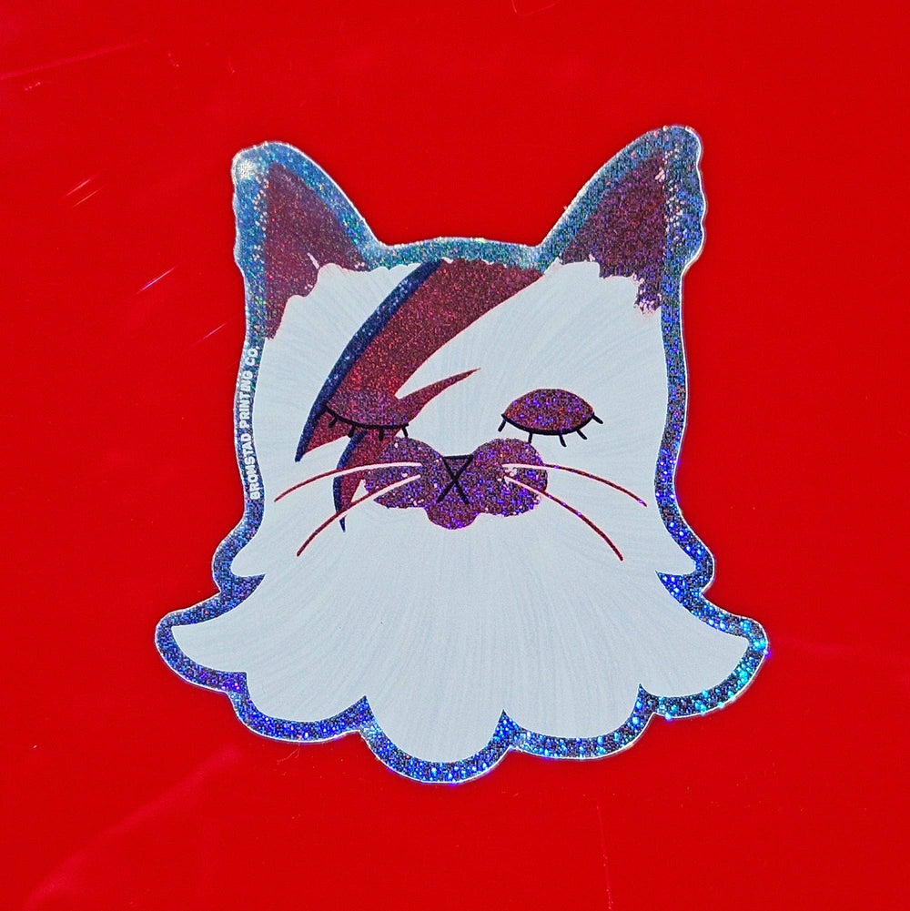 Bromstad Printing : David Bowie Cat - Sparkle Sticker