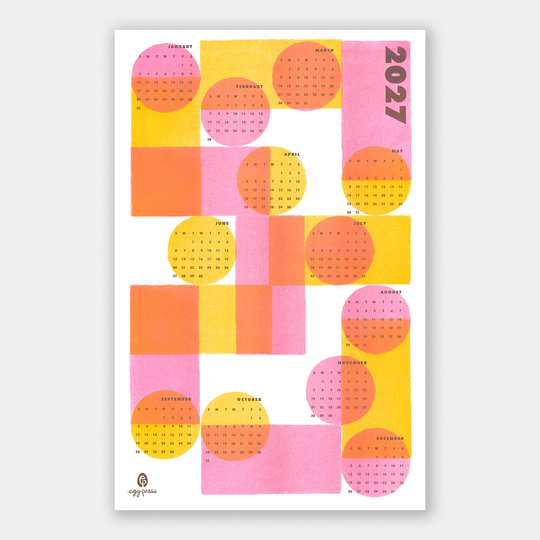 Egg Press Manufacturing : Geometric 2027 Calendar Illustrated Risograph Print