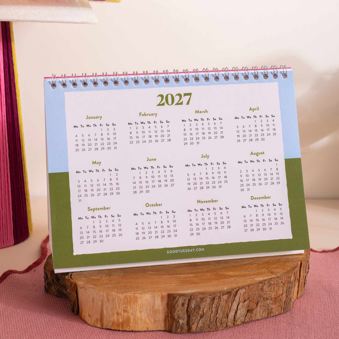 2027 Desk Calendar | Bold Block