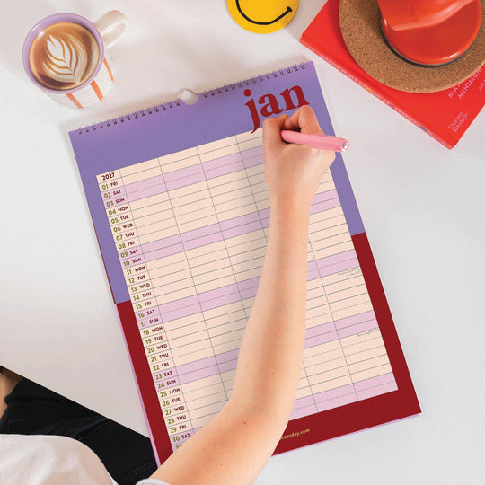 2026 - 2027 A3 Family Wall Calendar | Academic Year | Bold Block