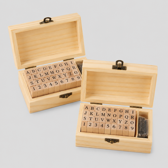 Dayla : Wooden Alphabet & Number Stamp Set