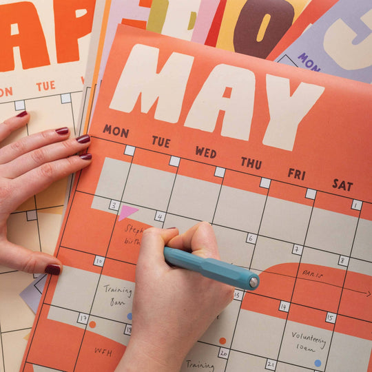 Large Monthly Undated A3 Wall Planner | 12 Pages | Earthy Shapes