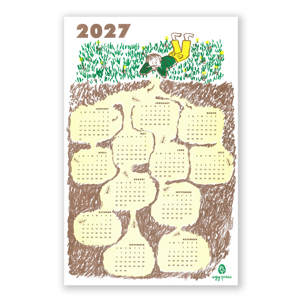 Ant Hill 2027 Calendar Illustrated Risograph PrintEgg Press Manufacturing :