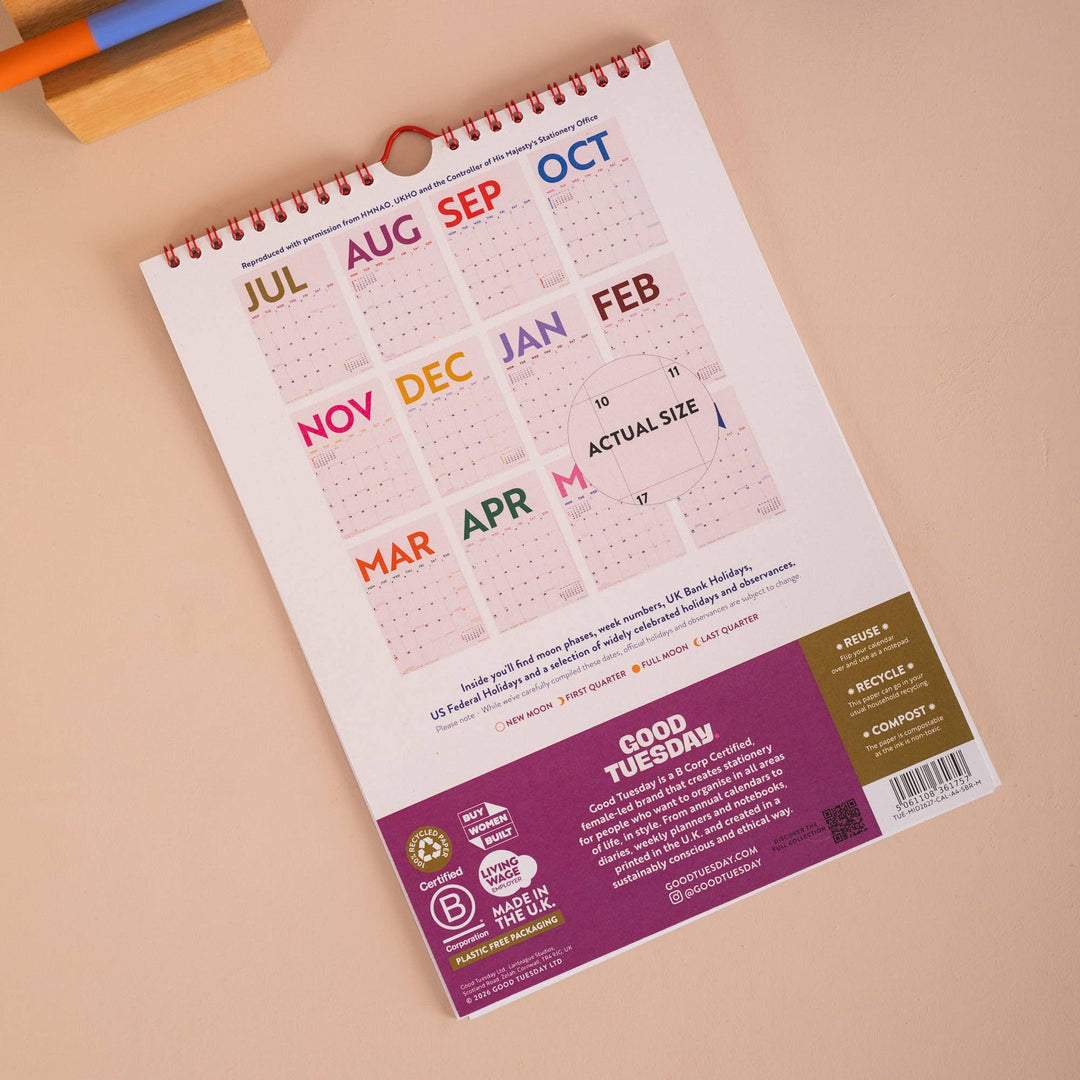 2026 - 2027 A4 Mid-Year Calendar | Simply Bright