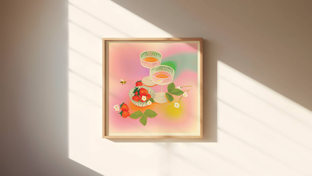 Artbaby : Strawberry Rainbow Cocktail Art Print
