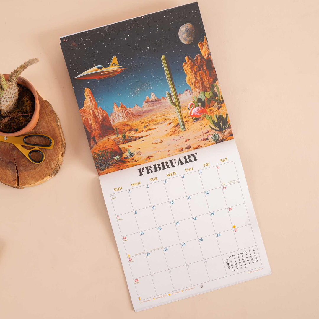 2027 Wall Calendar | Retro Future Spacescapes | Sunday Start