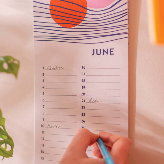 Undated Birthday Calendar | Tidal Waves