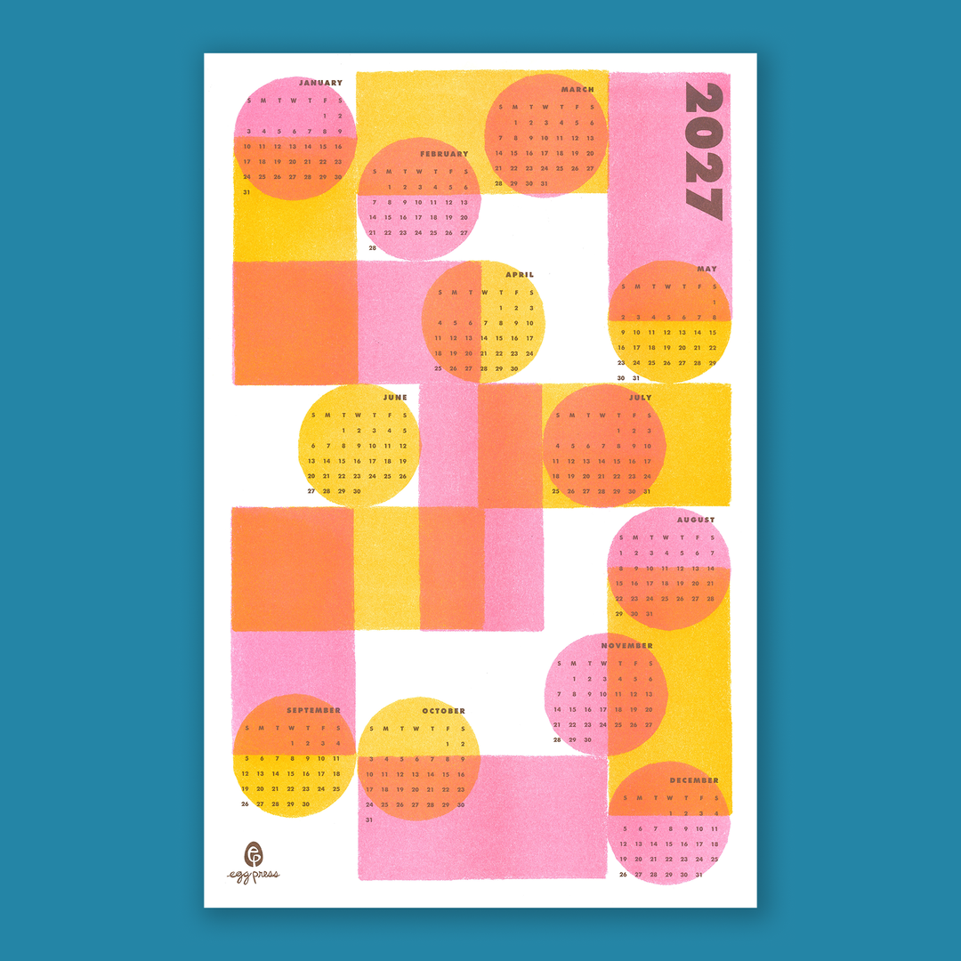 Egg Press Manufacturing : Geometric 2027 Calendar Illustrated Risograph Print
