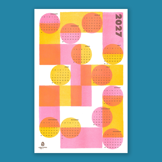 Egg Press Manufacturing : Geometric 2027 Calendar Illustrated Risograph Print