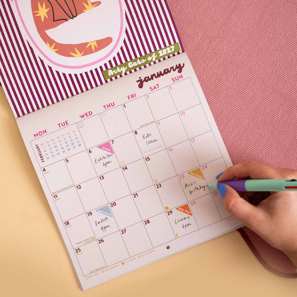 2027 Compact Wall Calendar | Arty Cats