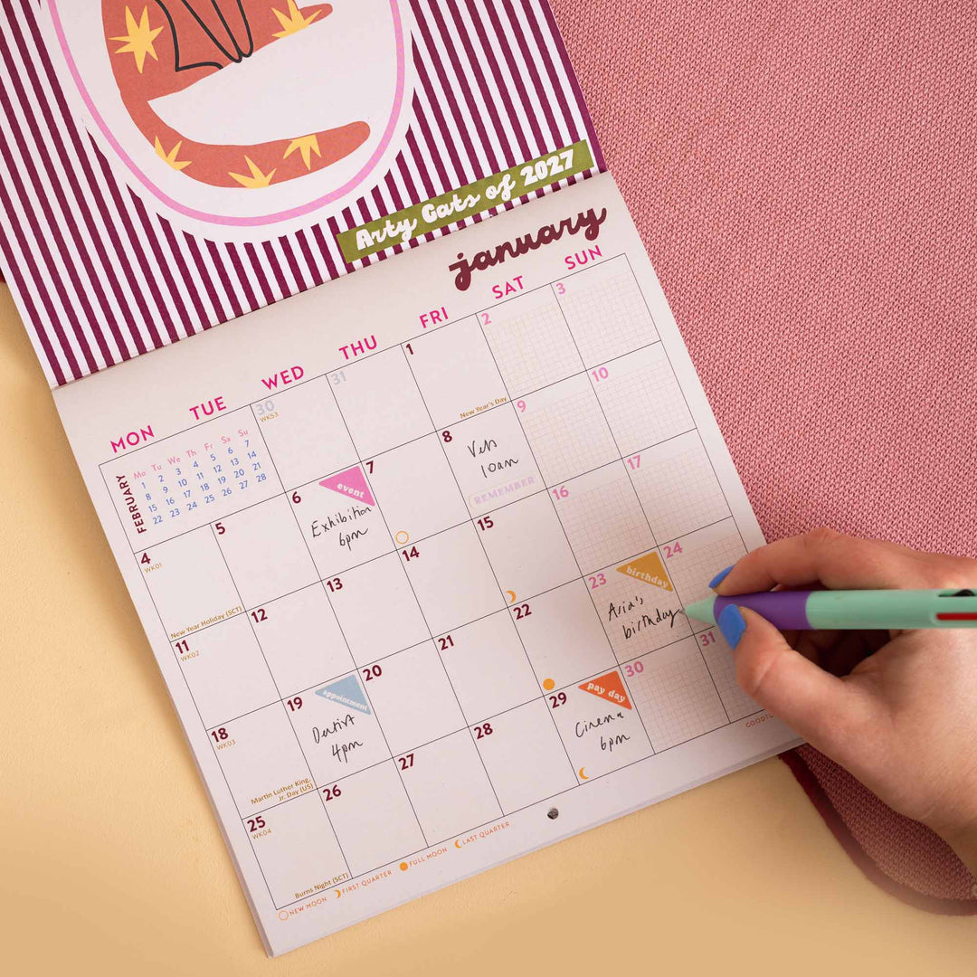 2027 Compact Wall Calendar | Arty Cats
