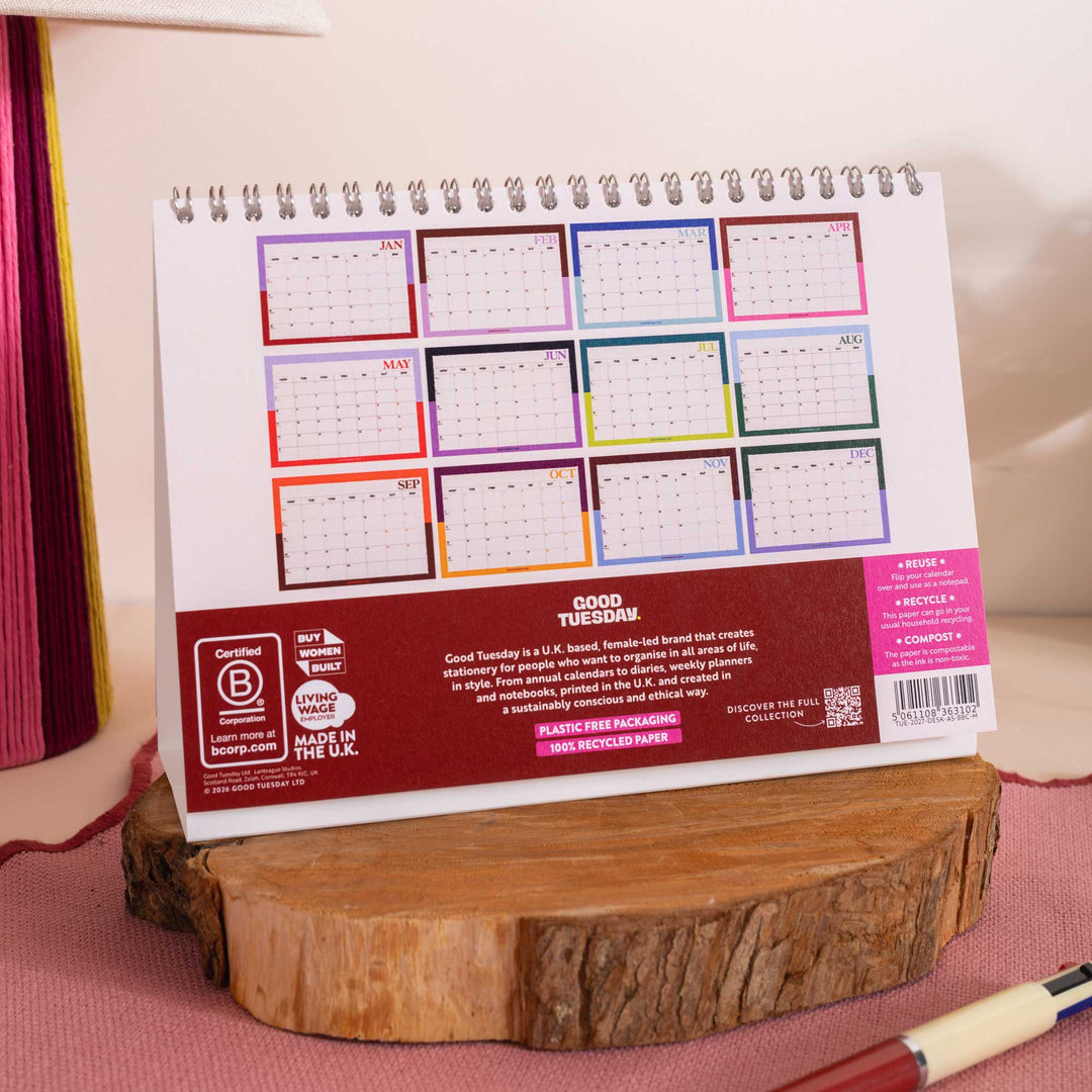 2027 Desk Calendar | Bold Block
