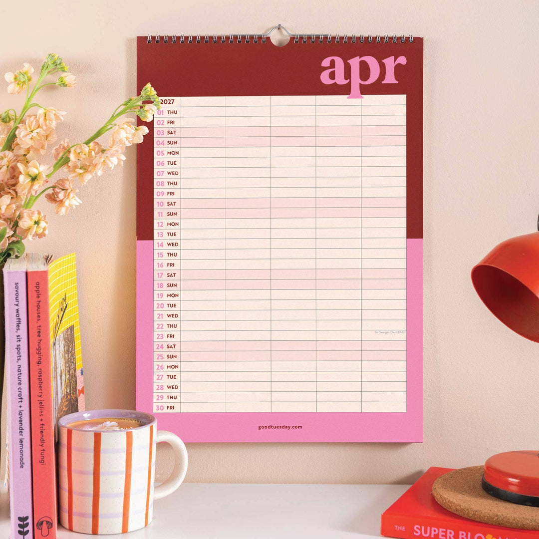 2026 - 2027 A3 Family Wall Calendar | Academic Year | Bold Block