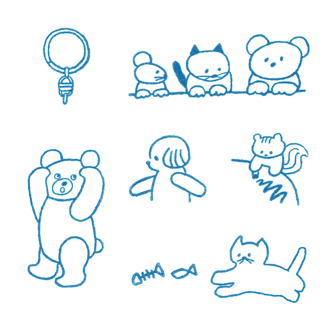 KING JIM : KORI JIRUSHI Color Acrylic Stamp : 6pcs Set