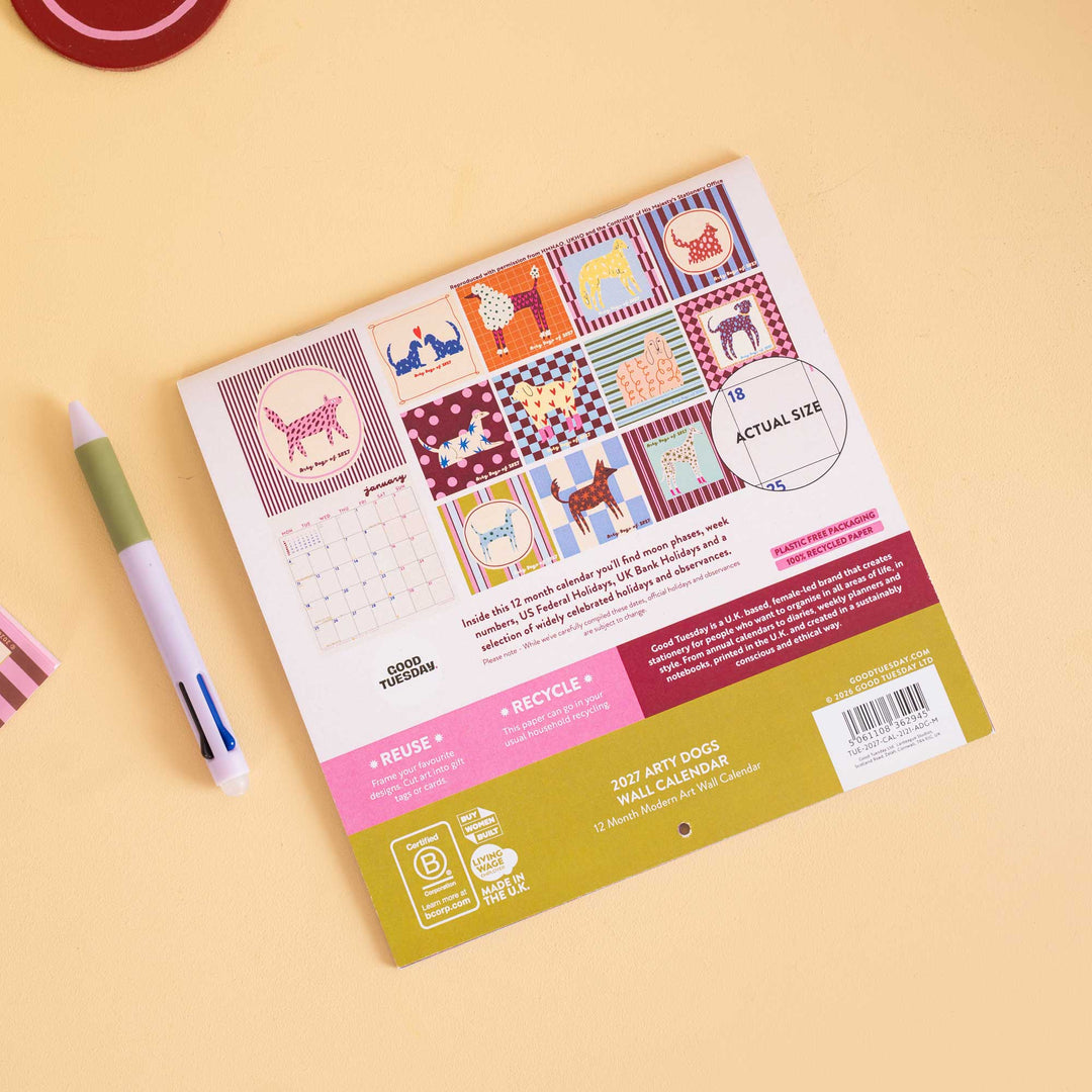 2027 Compact Wall Calendar | Arty Dogs