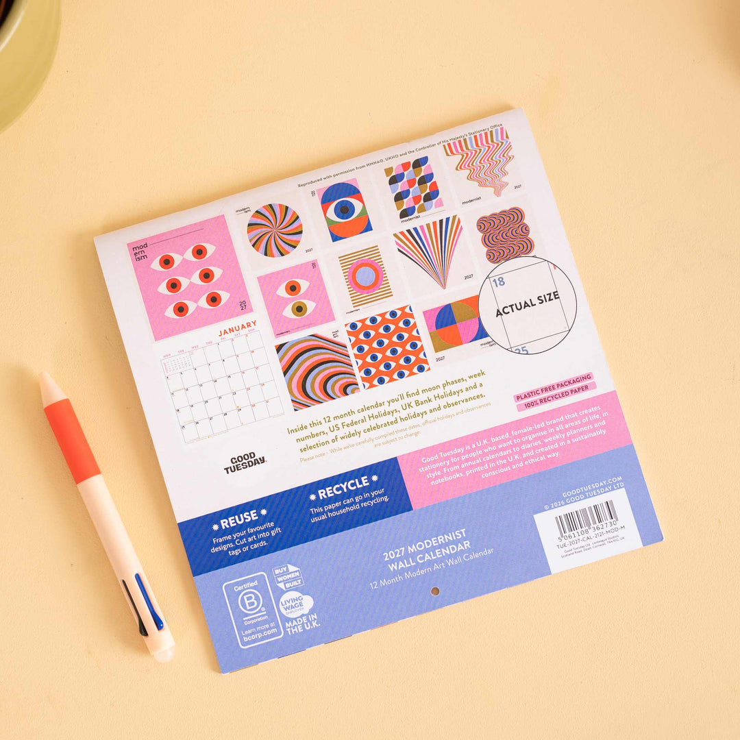2027 Compact Wall Calendar | Modernist