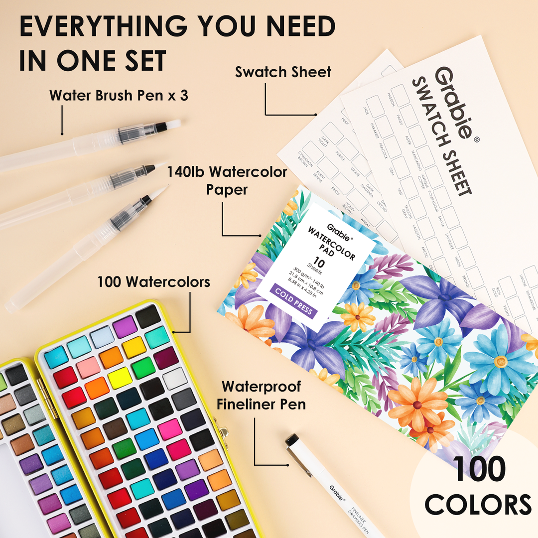 Grabie : All-In-One Premium Watercolour Set of 100