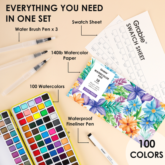 Grabie : All-In-One Premium Watercolour Set of 100
