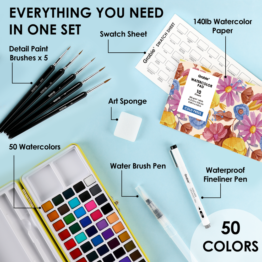 Grabie : All-In-One Premium Watercolour Set of 50