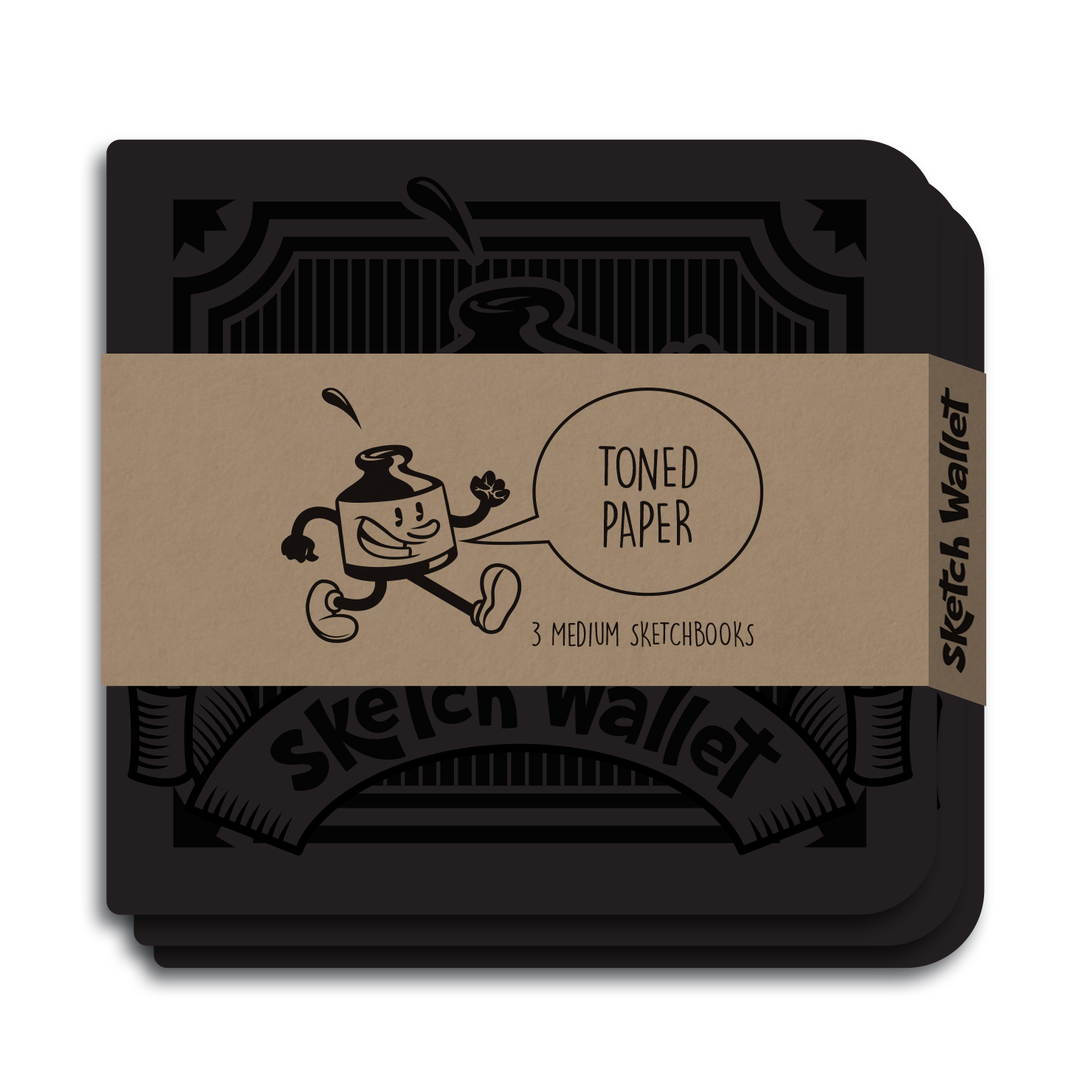 Inky's : Medium Toned Tan Paper Sketchbooks - 3 Pack