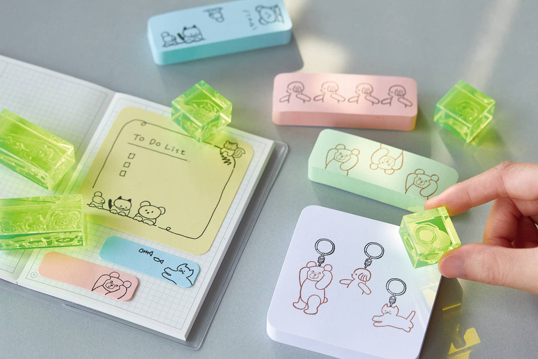 KING JIM : KORI JIRUSHI Color Acrylic Stamp : 3pcs Set