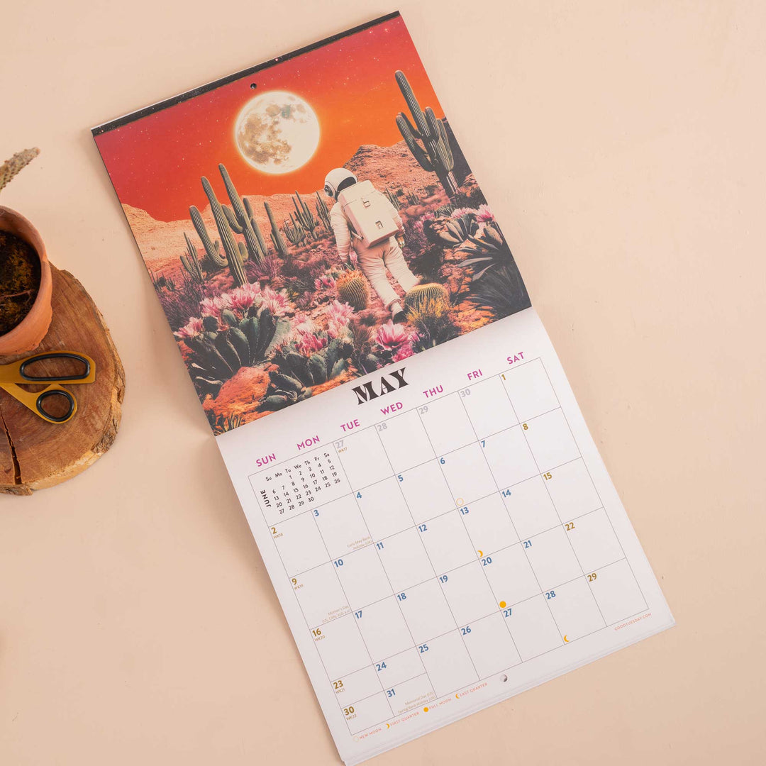 2027 Wall Calendar | Retro Future Spacescapes | Sunday Start