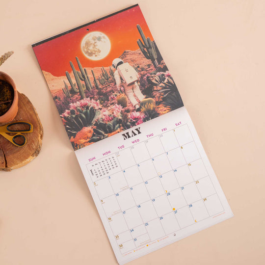 2027 Wall Calendar | Retro Future Spacescapes | Sunday Start