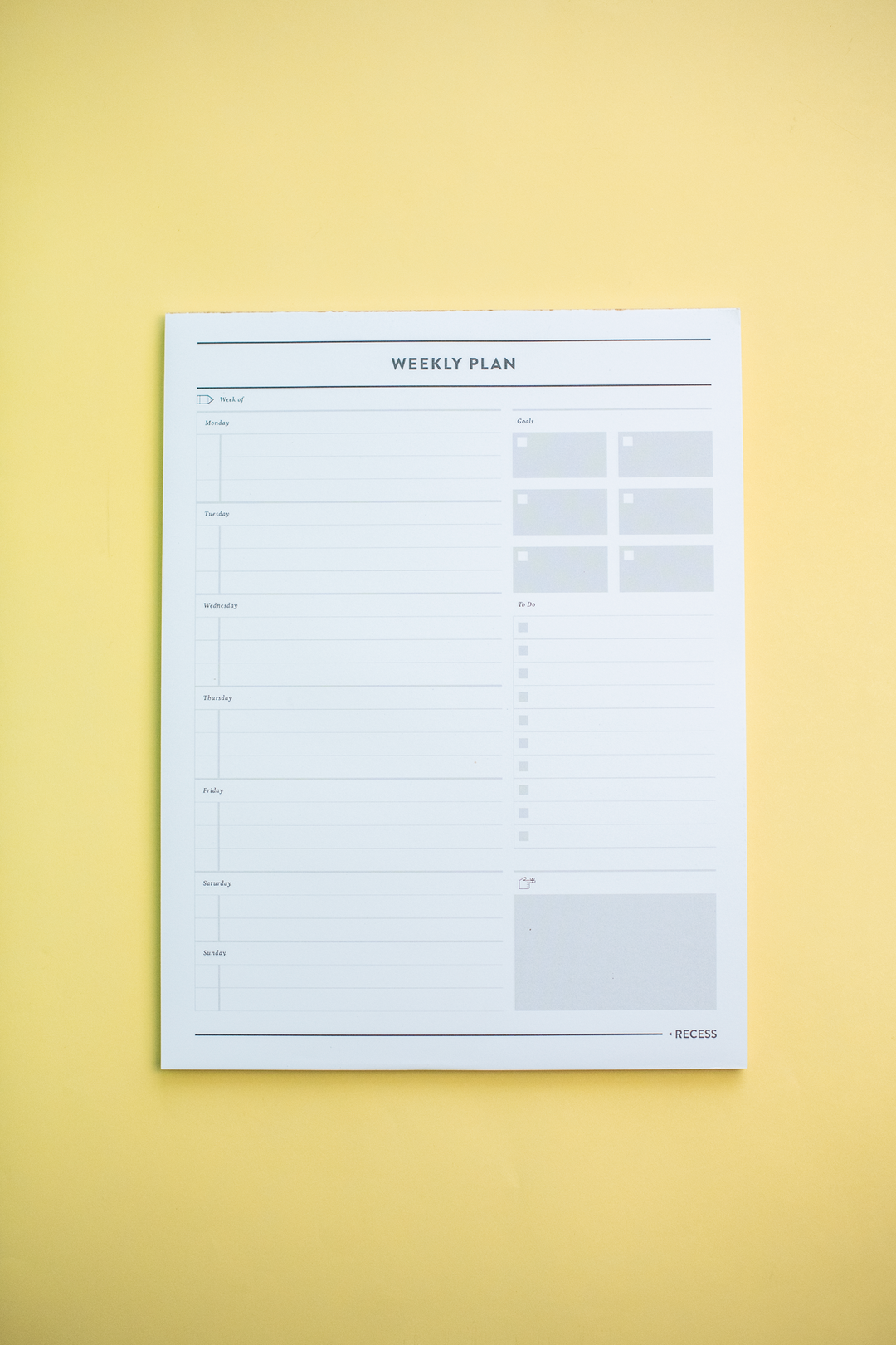 Recess : Large Weekly Planner Pad