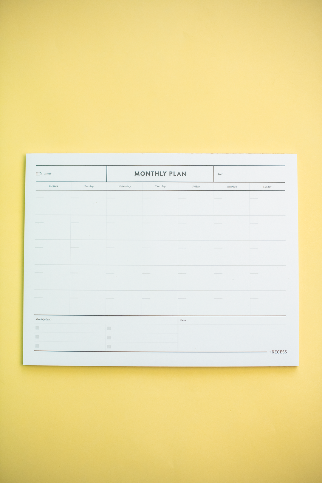 Recess : Large Monthly Planner Pad