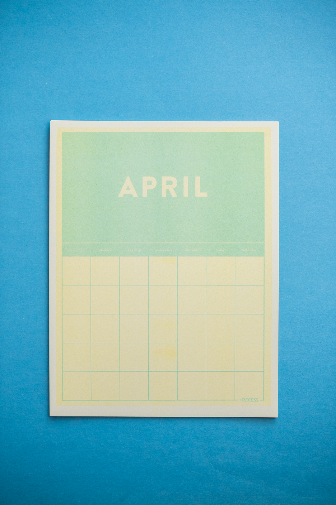 Recess : Undated Riso Calendar