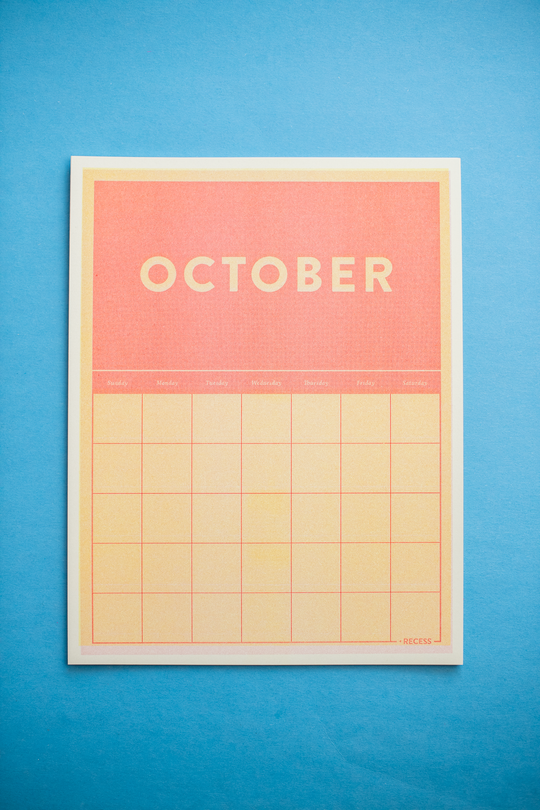 Recess : Undated Riso Calendar