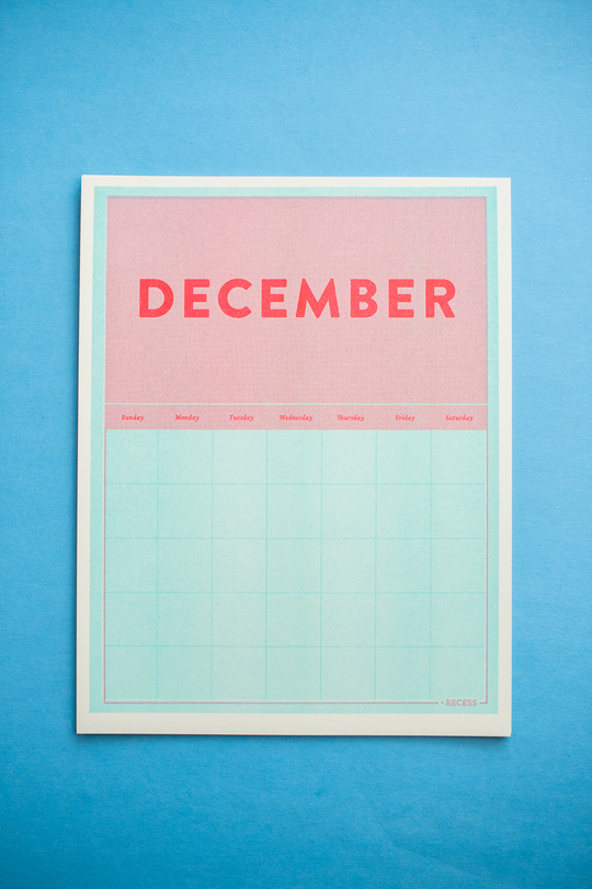 Recess : Undated Riso Calendar