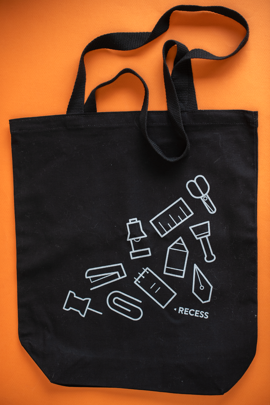 Recess : Tote Bag : Stationery Symbols : Black