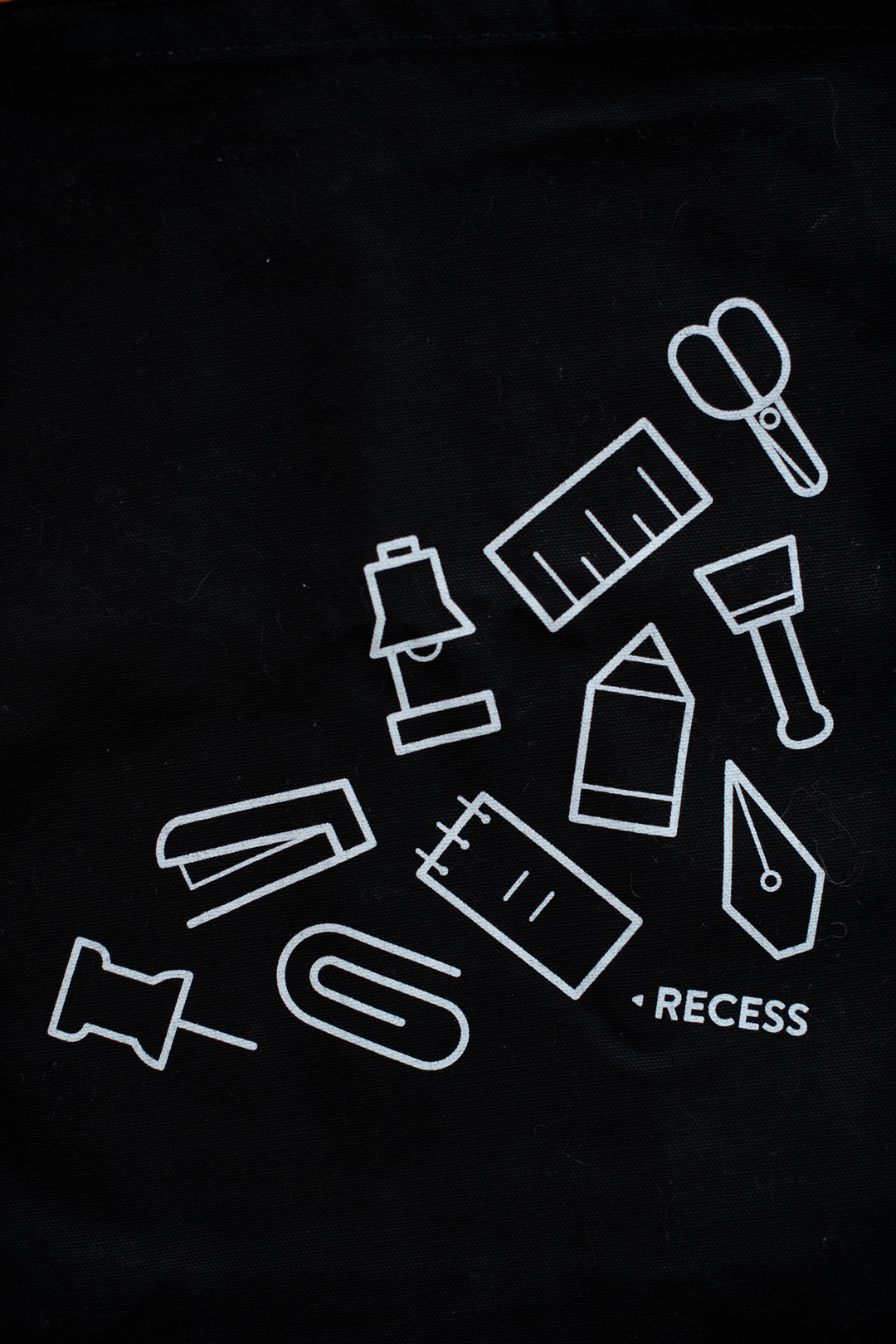 Recess : Tote Bag : Stationery Symbols : Black