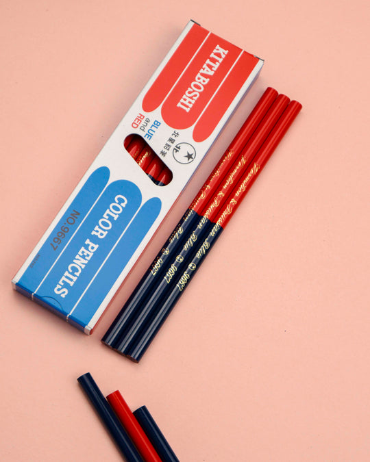 Kitaboshi : Coloured Pencils : Set/12 Vermillion & Prussian Blue