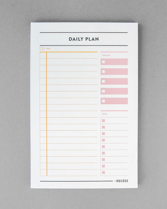 Recess : Daily Plan Pad