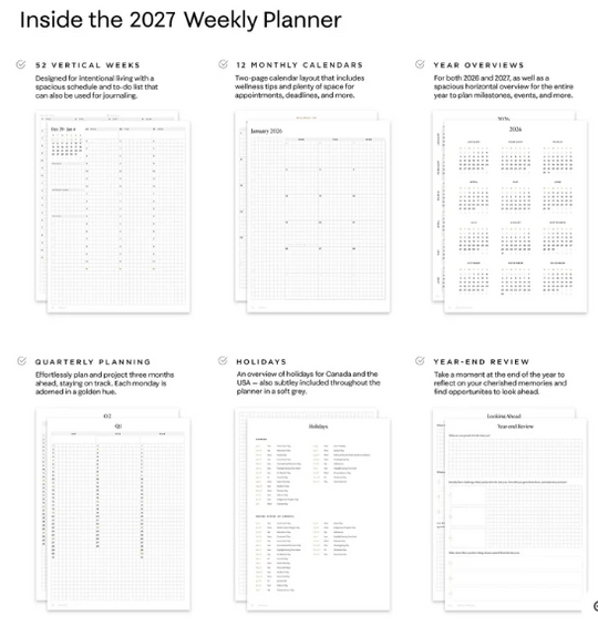 Hemlock & Oak : Vertical Weekly Planner : 2027