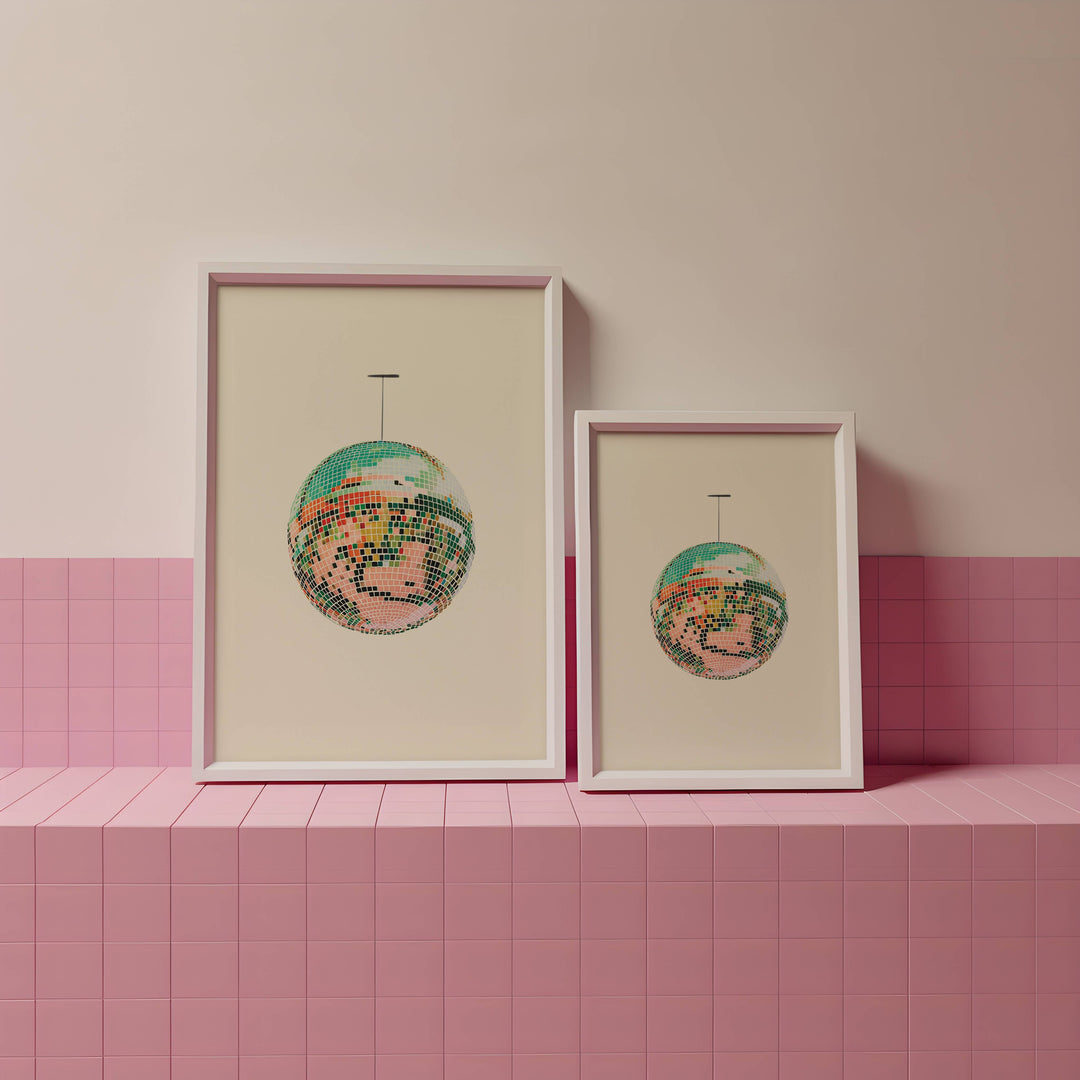 Artbaby : Vintage Discoball/Mirrorball Art Print