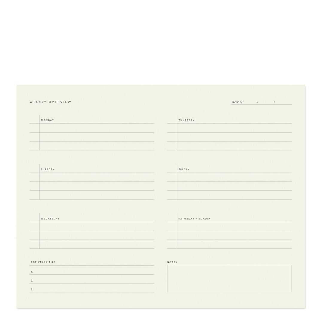 Ramona & Ruth : Ramona & Ruth : Weekly Overview Notepad