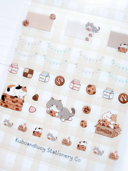 Kuboandlucy Stationery Co | Cookie Cat Clear Sticker Sheet