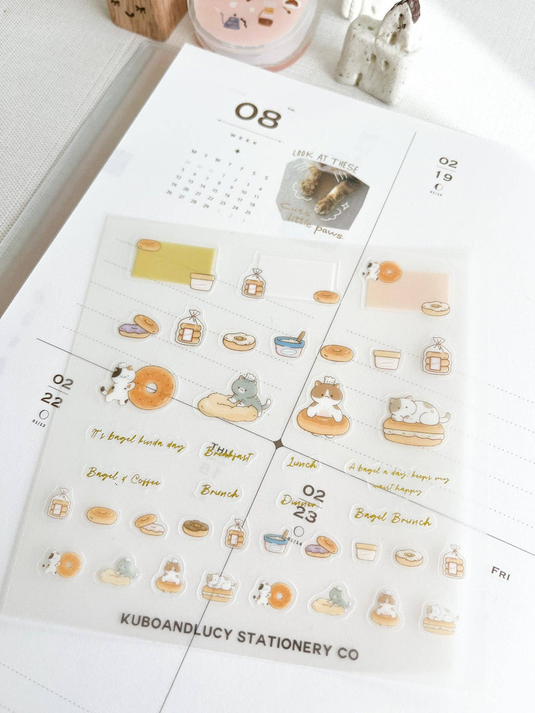 Kuboandlucy Stationery Co | Cookie Cat Clear Sticker Sheet