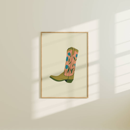 Artbaby : Western Floral Cowboy Boot Art Print